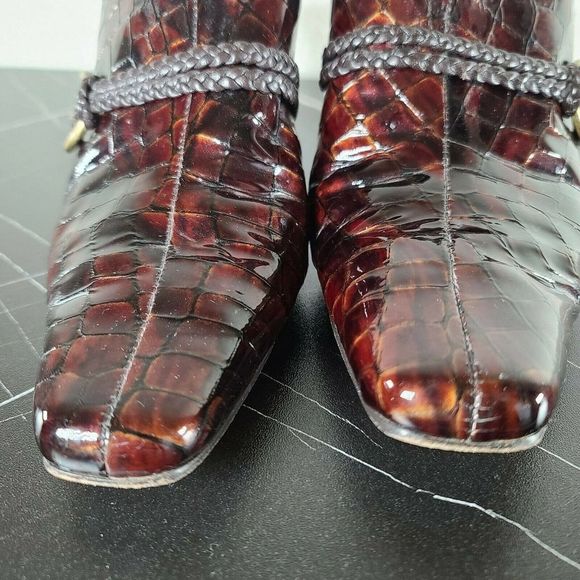 VANELi Brown Patent Leather Mule Shoes Slip On Slides Size 7.5 Kitten Heel Clogs - Picture 7 of 10